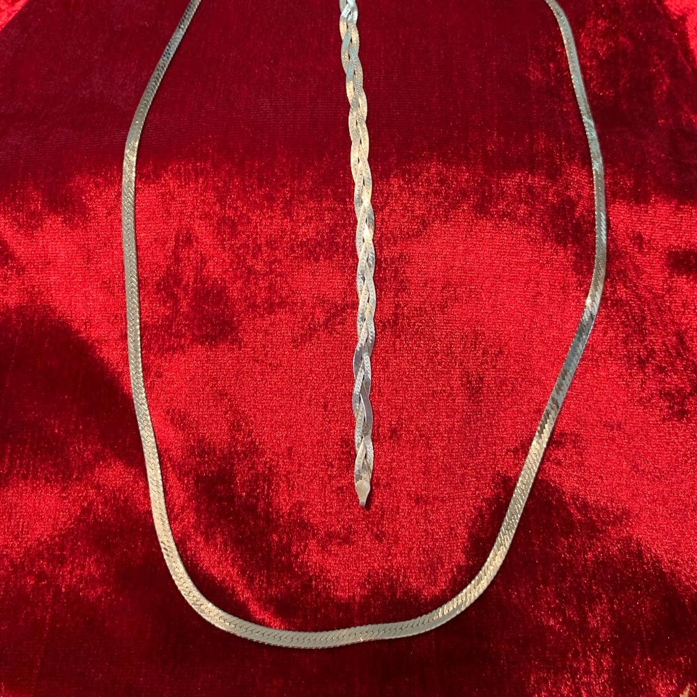 24" Sterling sliver necklace & 7" braided bracelet